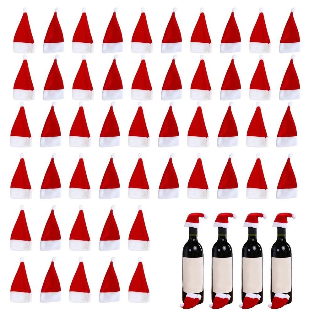 5018 50 Pcs Mini Santa Hat Small Santa Hats for Crafts,for Christmas Party